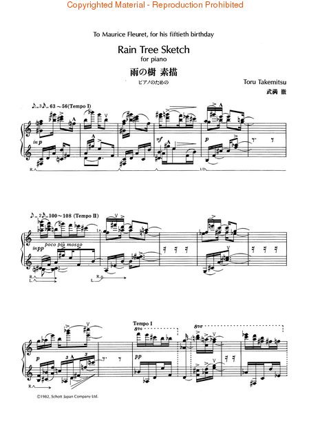 449x611 Sheet Music Toru Takemitsu Rain Tree Sketch (Piano Solo) - Sheet Music Sketch