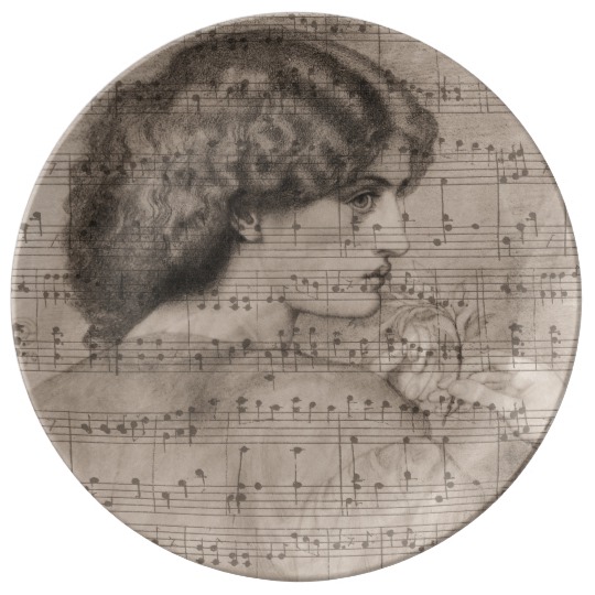 540x540 Sketch Classic Woman Amp Sheet Music Plate - Sheet Music Sketch