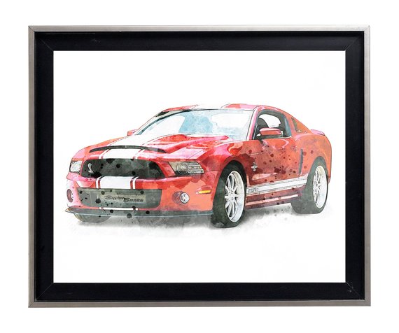 570x476 Red Ford Mustang Shelby Gt 500 Elanor Cobra Technical Sketch Etsy - Shelby Cobra Sketch