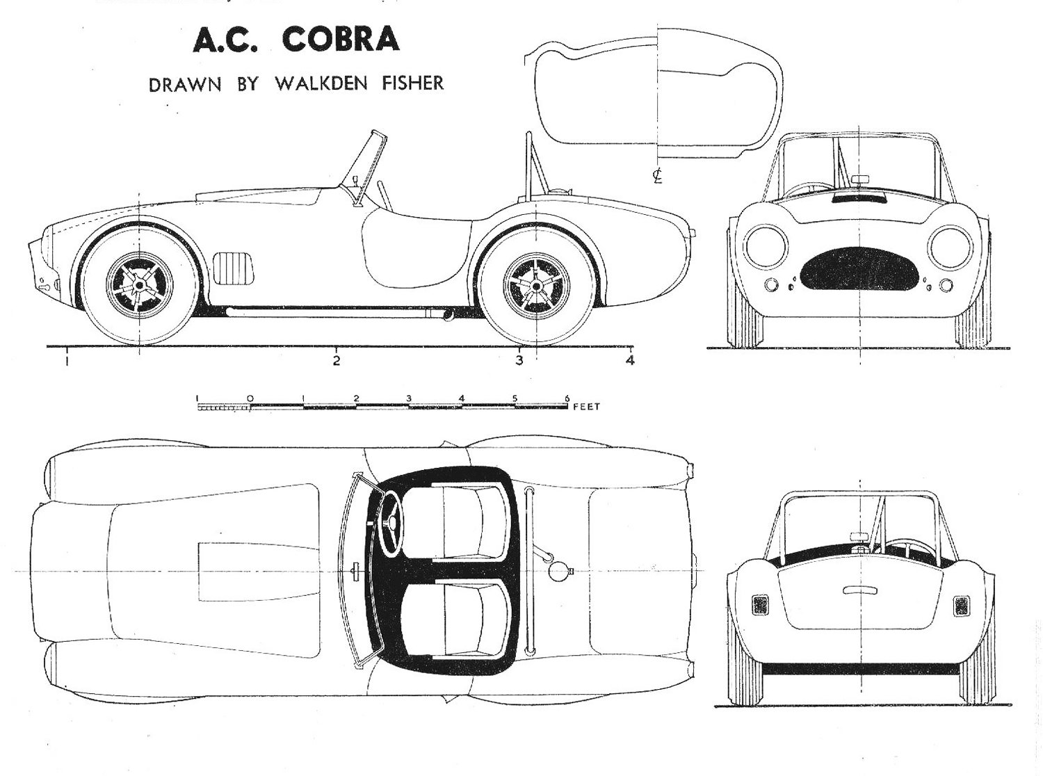 1500x1116 Ac Cobra Roadster 1961 Blueprint - Shelby Cobra Sketch
