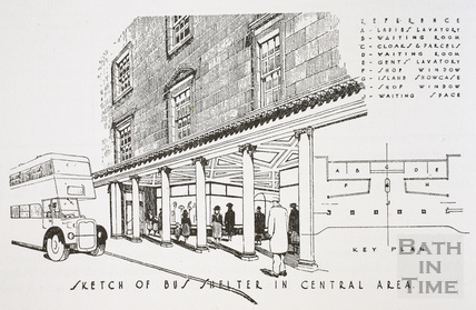 428x279 Sketch Of A Bus Shelter In Central Area, Bath - Shelter Sketch