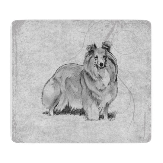 540x540 Sheltie Cutting Board - Sheltie Sketch