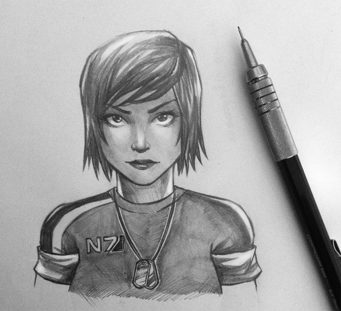 700x640 Female Shepard Sketch By Ekelrick - Shepard Sketch