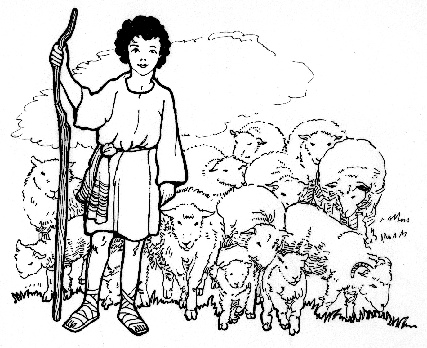 1377x1122 Collection Of Shepherd Drawing High Quality, Free Cliparts - Shepherd Sketch