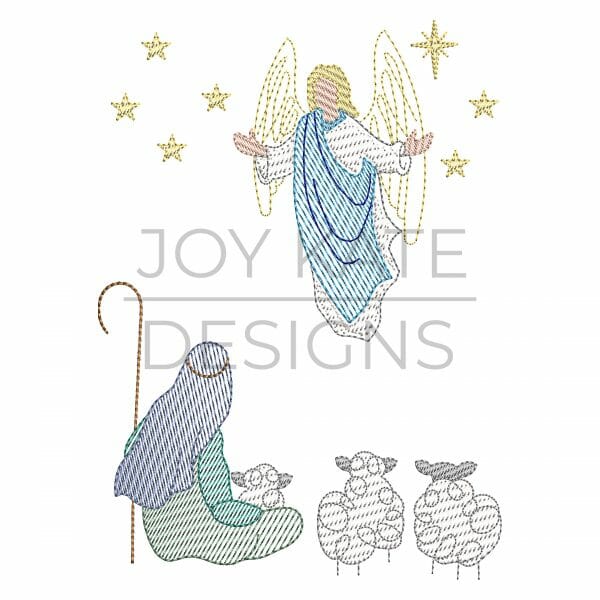 600x600 Christmas Angel And Shepherd Sketch Embroidery Design Joy Kate - Shepherd Sketch