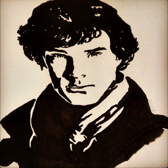 566x564 Sherlock Holmes Black Marker Sketch. Im Not Sure How - Sherlock Holmes Sketch