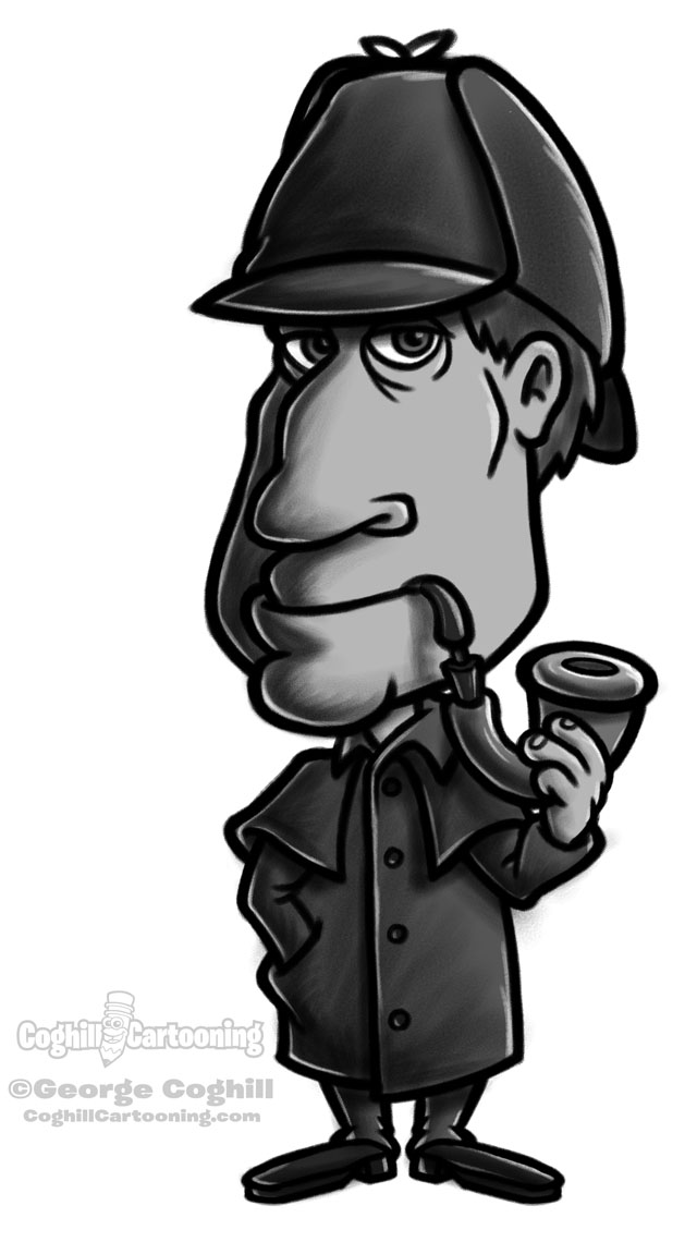 640x1140 Sherlock Holmes Cartoon Character Sketch - Sherlock Sketch