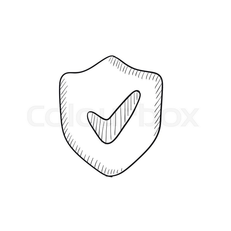 800x800 Shield With Check Mark Vector Sketch Icon Isolated On Background - Shield Sketch