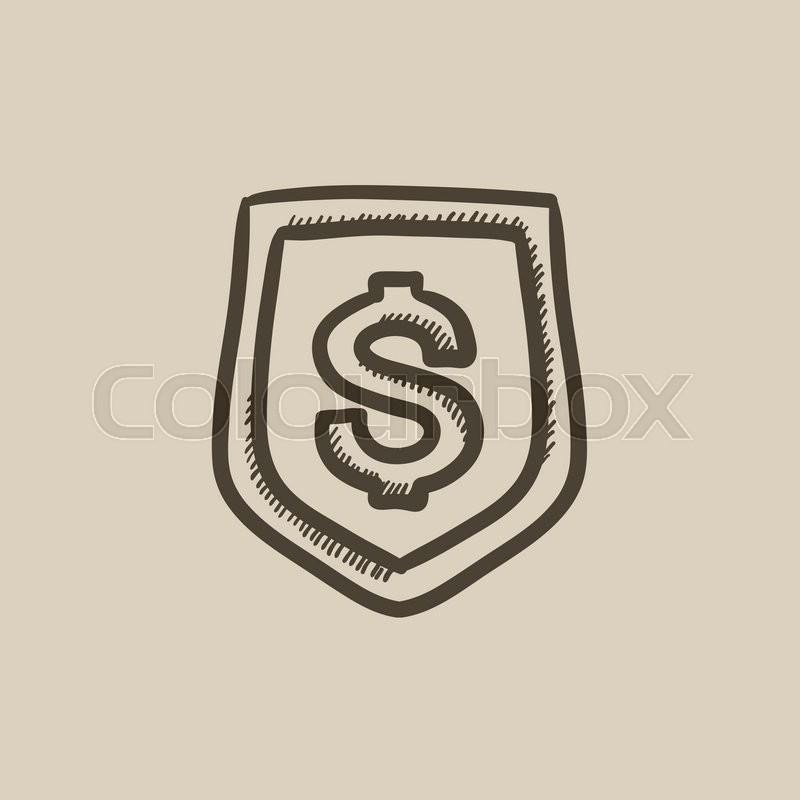 800x800 Shield With Dollar Symbol Vector Sketch Icon Isolated On - Shield Sketch