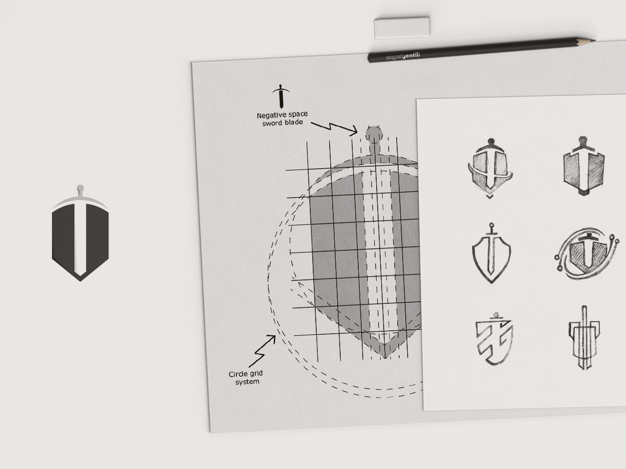 1253x940 Sword Amp Shield Sketch + Grid By Augusto Gentili - Shield Sketch