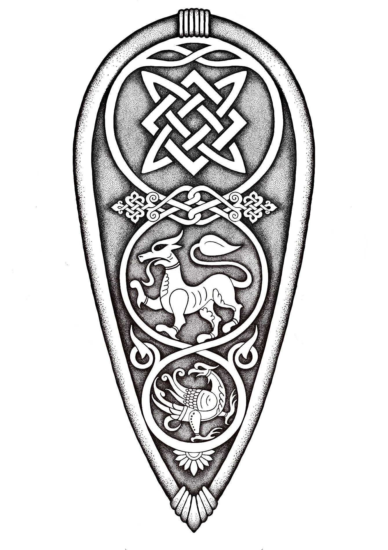 1340x1900 Tattoo - Shield Sketch