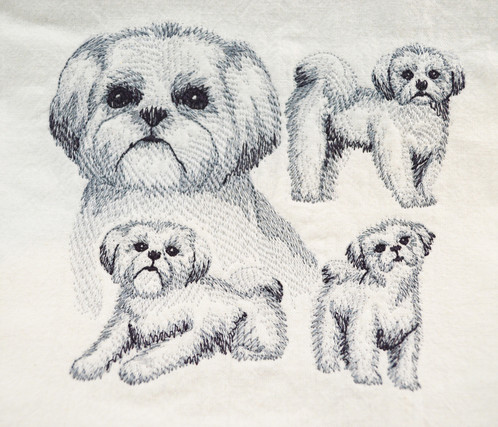 498x427 Shih Tzu Sketch Kitchen Tea Towel - Shih Tzu Sketch