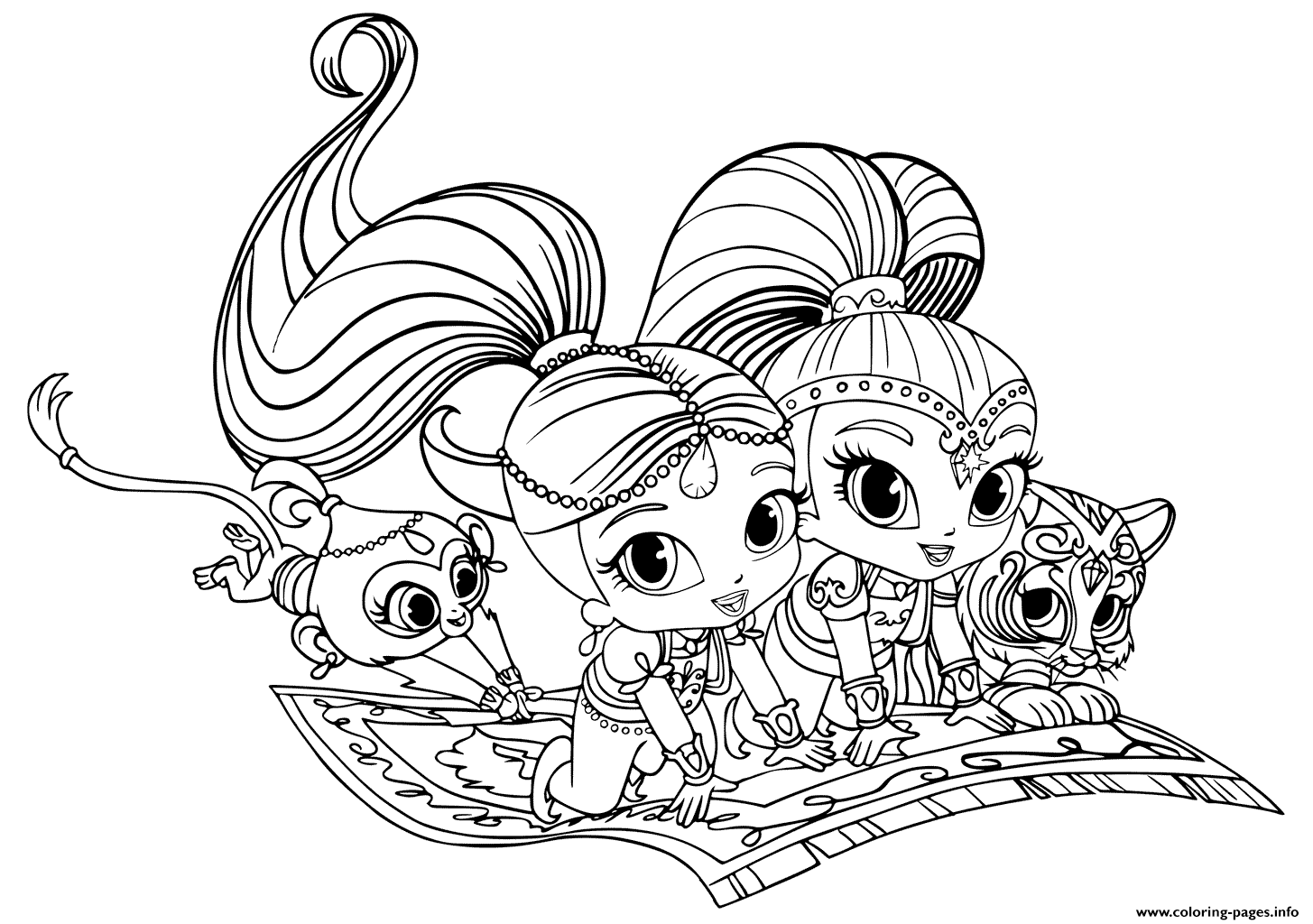 1455x1024 Print Shimmer And Shine Pets Coloring Pages Printable Coloring - Shimmer And Shine Sketch