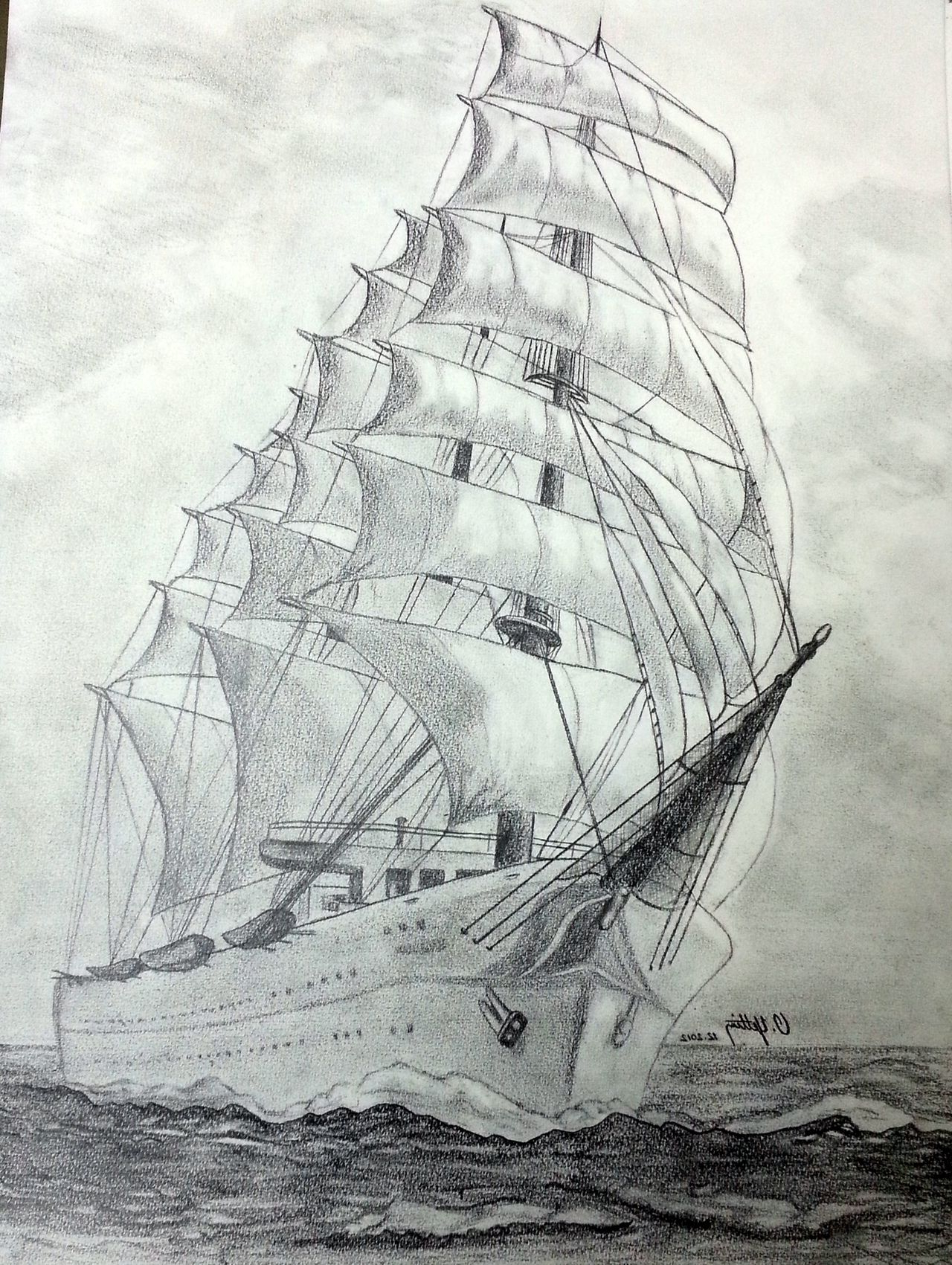 1280x1701 Pencil Drawing Of Ships Sailing Ship - Ship Pencil Sketch