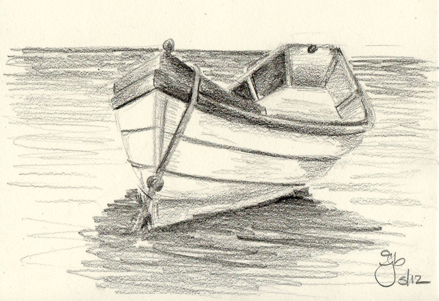 1500x1028 Boat On Water - Ship Pencil Sketch