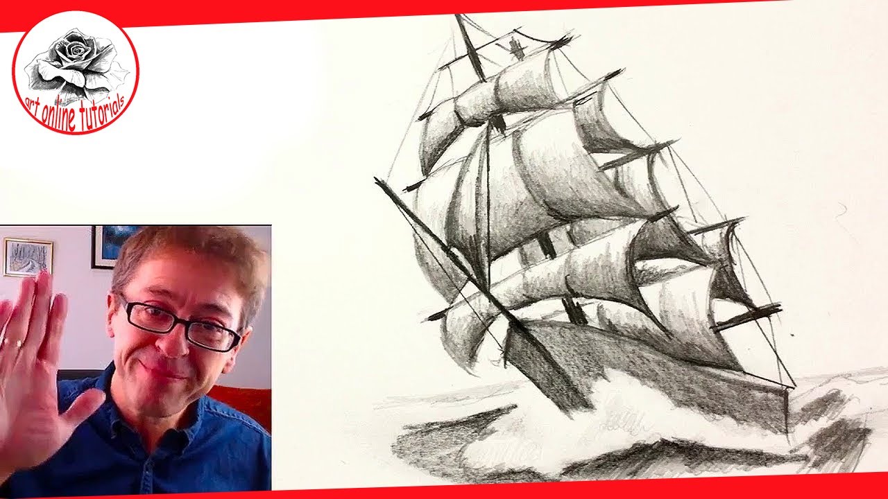 1280x720 How To Draw An Old Ship With Pencil Drawing Techniques - Ship Pencil Sketch