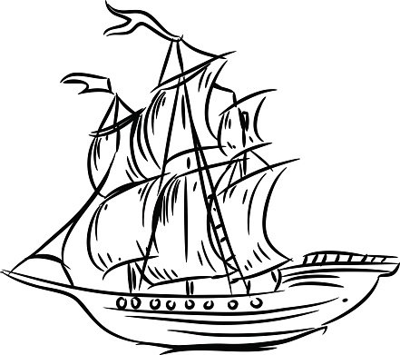 441x391 Sketch Of Sailing Ship Stock Vectors - Ship Sketch