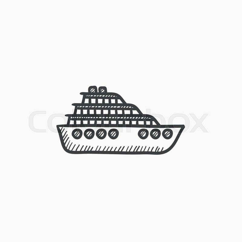 800x800 Cruise Ship Vector Sketch Icon Isolated On Background. Hand Drawn - Ship Sketch