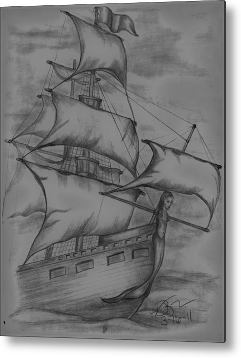 494x732 Pirate Ship Sketch Metal Print By Vickie Roche - Ship Sketch Images