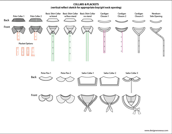 720x561 Kids Illustrator Flat Fashion Sketch Templates - Shirt Collar Sketch