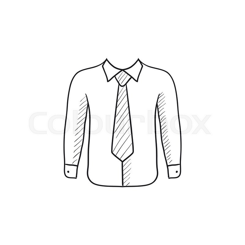 800x800 Shirt With Tie Vector Sketch Icon Isolated On Background. Hand - Shirt Sketch