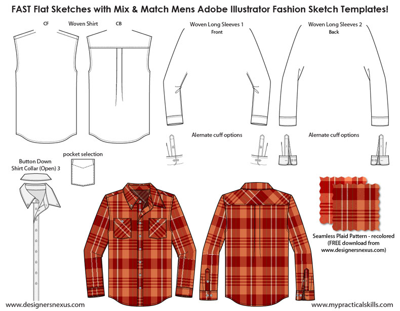 790x615 Mens Flat Fashion Sketch Templates - Shirt Sketch Template