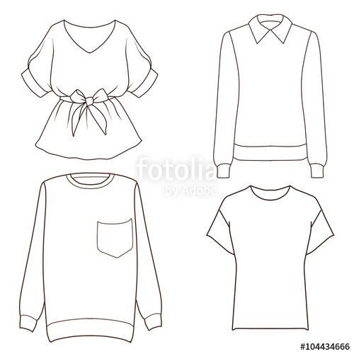 500x500 Set Of Four Different Tops - Shirt Sketch Template