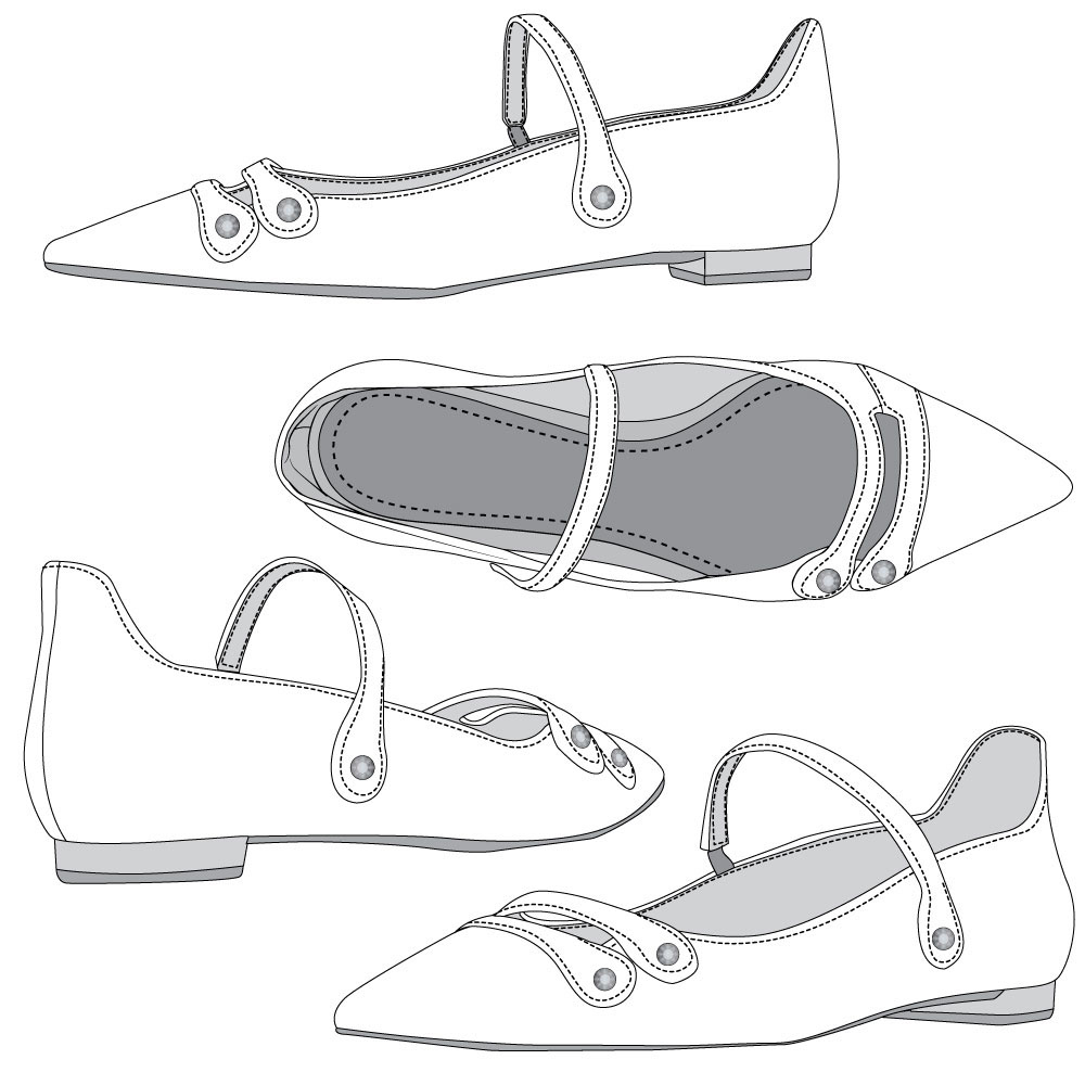 1000x1000 Footwear Fashion Flat Template On Behance - Shoe Sketch Template