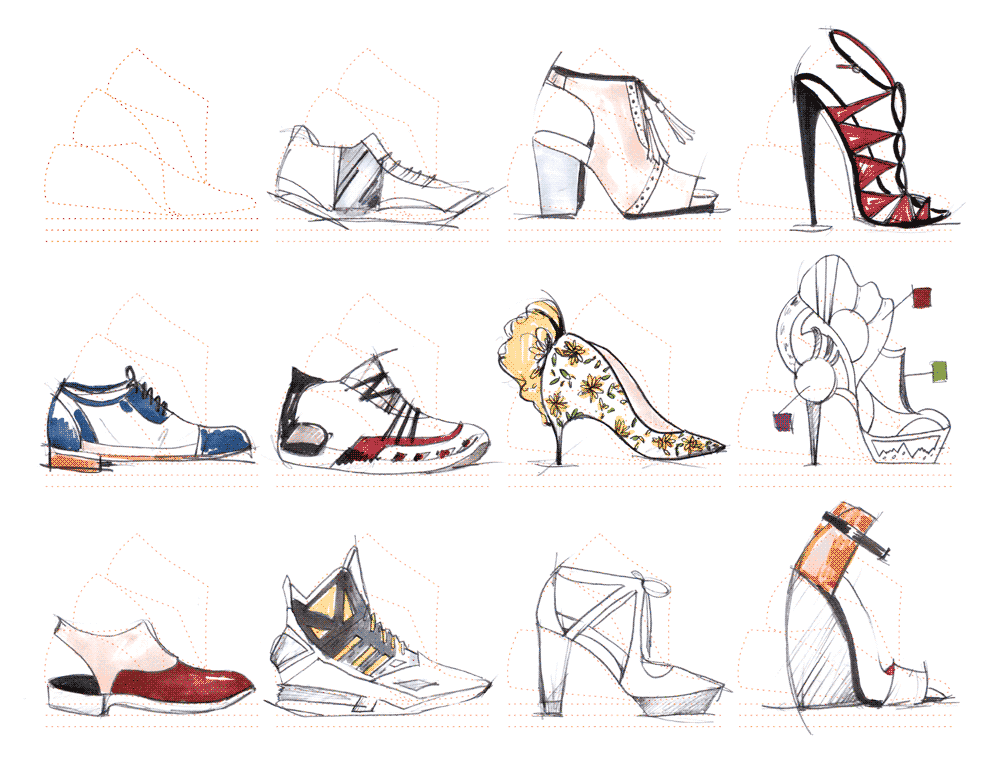 1000x782 Fashionary Shoes A5 - Shoe Sketch Template