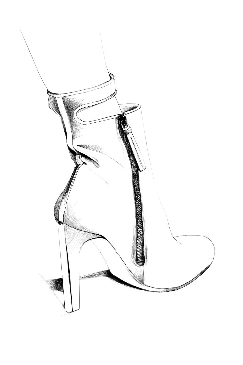 1000x1503 Fashion Illustration - Shoes Sketch Drawing