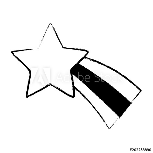 500x500 Sketch Of Cute Shooting Star Icon Over White Background, Vector - Shooting Star Sketch