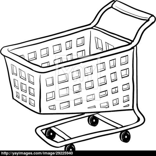 512x510 Shopping Cart Sketch Vector - Shopping Cart Sketch