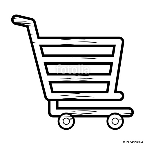 500x500 Sketch Of Shopping Cart Icon Over White Background, Vector - Shopping Cart Sketch