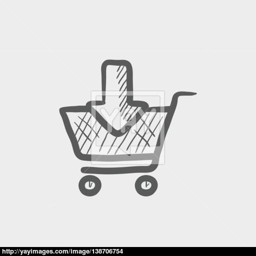 512x512 Online Shopping Cart Sketch Icon Vector - Shopping Cart Sketch