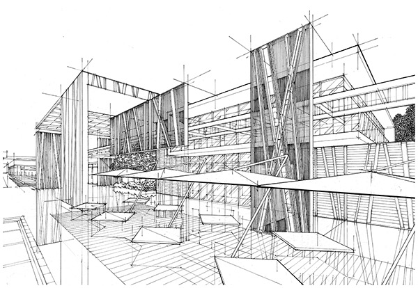 Shopping Mall Sketch at PaintingValley.com | Explore collection of ...