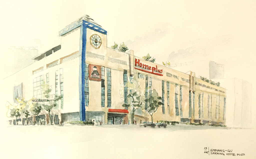 1024x636 Samsung Home Plus Shopping Mall Sketched A Sunday Morning - Shopping Mall Sketch