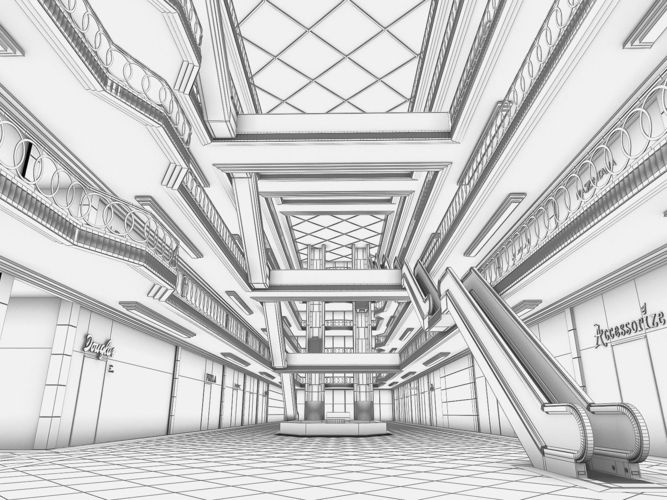 Shopping Mall Sketch at PaintingValley.com | Explore collection of ...