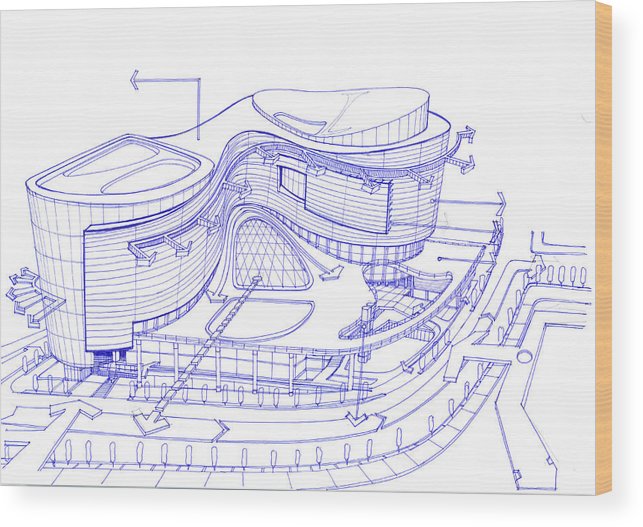 643x527 Exterior Sketch Of A Shopping Mall - Shopping Mall Sketch