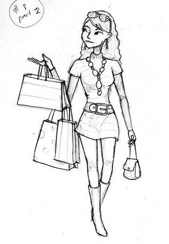 347x500 Girl09 - Shopping Sketch