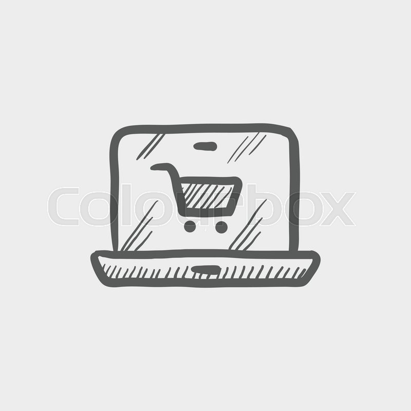 800x800 Online Shopping Sketch Icon For Web And Mobile. Hand Drawn Vector - Shopping Sketch