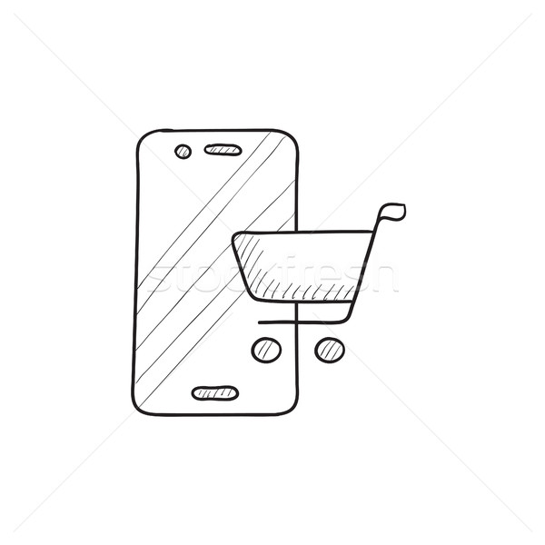 600x600 Online Shopping Sketch Icon. Vector Illustration Andrei Krauchuk - Shopping Sketch