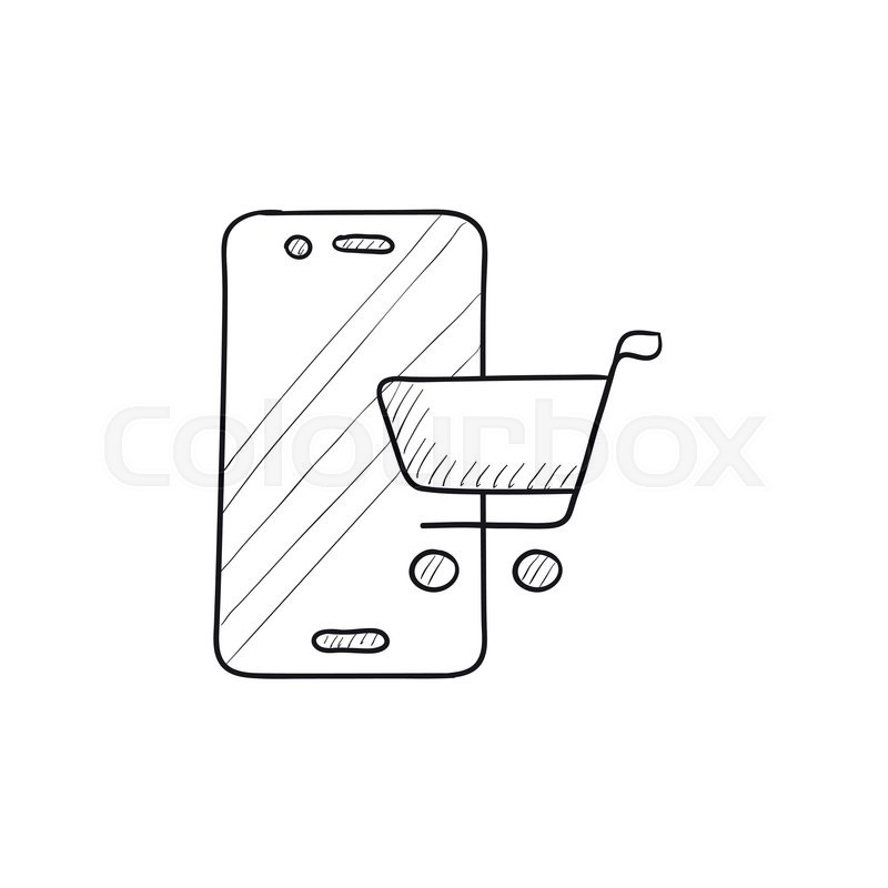 800x800 Online Shopping Vector Sketch Icon Isolated On Background. Hand - Shopping Sketch