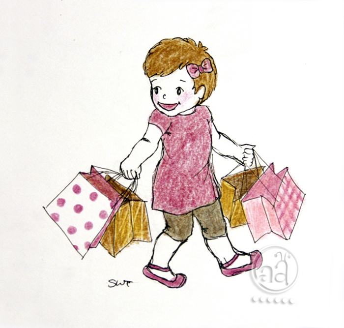 700x667 A Sketch A Day She Loves To Shop Artsy Ants - Shopping Sketch