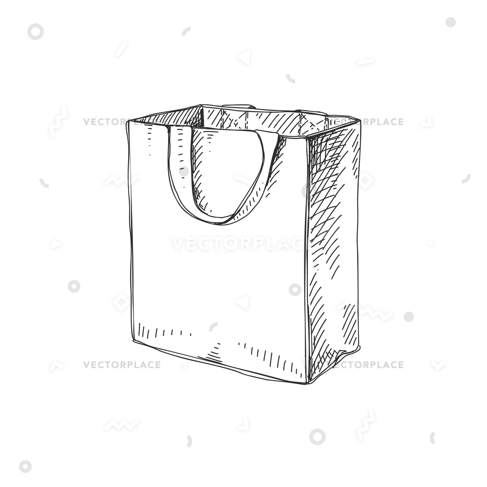 1000x1000 Beautiful Hand Drawn Shopping Bag Detailed Vector Illustration - Shopping Sketch