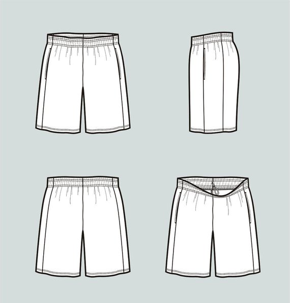 570x596 Basketball Shorts Vector Fashion Flat Sketch Adobe Etsy - Short Sketch