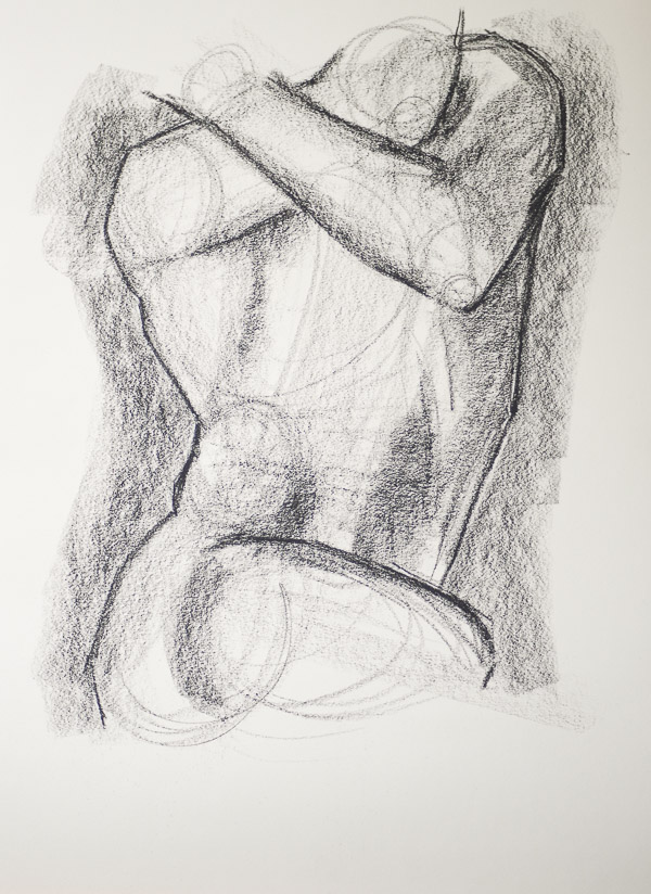 600x824 How To Sketch The Human Body With Charcoal - Shoulder Sketch