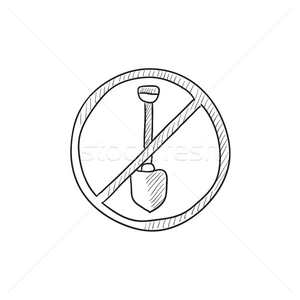 600x600 Shovel Forbidden Sign Sketch Icon. Vector Illustration Andrei - Shovel Sketch