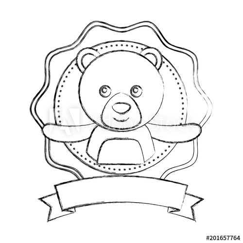500x500 Baby Shower Label Teddy Bear Toy Vector Illustration Sketch - Shower Sketch