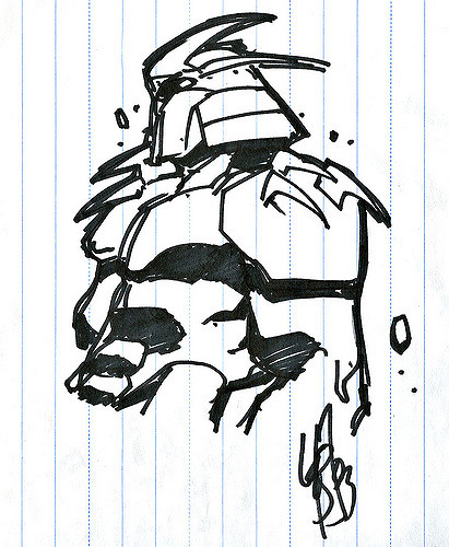 411x500 The Shredder .. Sketch By Lesean Thomas (( 2003 )) - Shredder Sketch