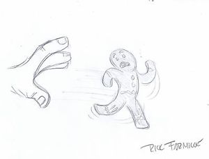 300x229 Shrek Rick Farmiloe Convention Signed Sketch Ginger Bread Pencil - Shrek Sketch